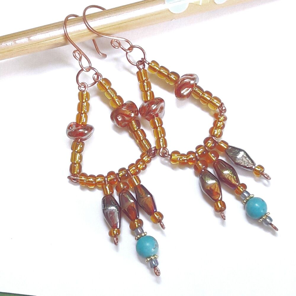 Orange Glass Copper Hooks Hidden Meaning earrings Meaning & Symbolism 610■